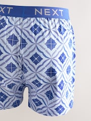 Navy Blue/Sea Green Tile 4 pack Boxers - Image 6 of 8