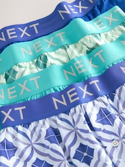 Navy Blue/Sea Green Tile 4 pack Boxers - Image 7 of 8