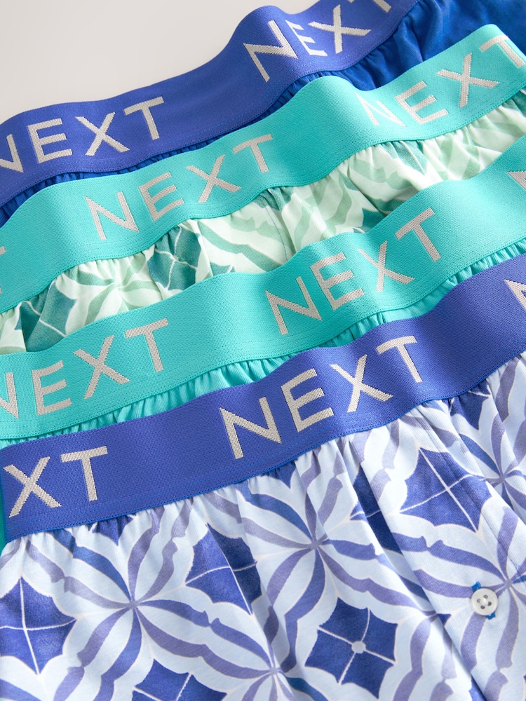 Navy Blue/Sea Green Tile 4 pack Boxers - Image 7 of 8