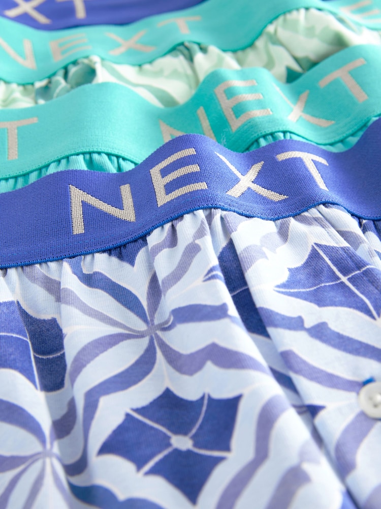 Navy Blue/Sea Green Tile 4 pack Boxers - Image 8 of 8