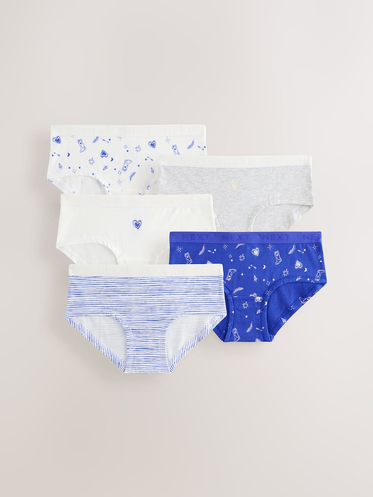 Blue/White hipster briefs 5 pack (2-16yrs) - Image 1 of 9