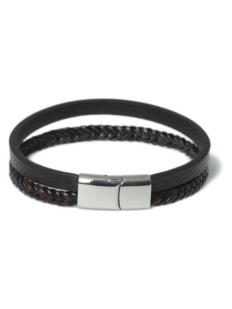 Genuine Leather Multirow Wristwear Brown Bracelet - Image 1 of 3