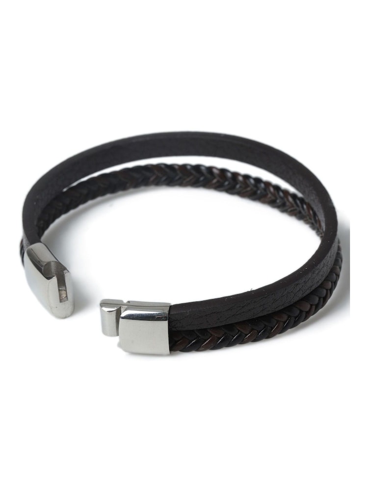 Genuine Leather Multirow Wristwear Brown Bracelet - Image 3 of 3 Genuine Leather Multirow Wristwear Brown Bracelet - Image 3 of 3