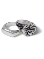 DCK Mens Silver Tone Antique Compass Rings 2 Pack - Image 1 of 2