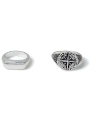 DCK Mens Silver Tone Antique Compass Rings 2 Pack - Image 2 of 2