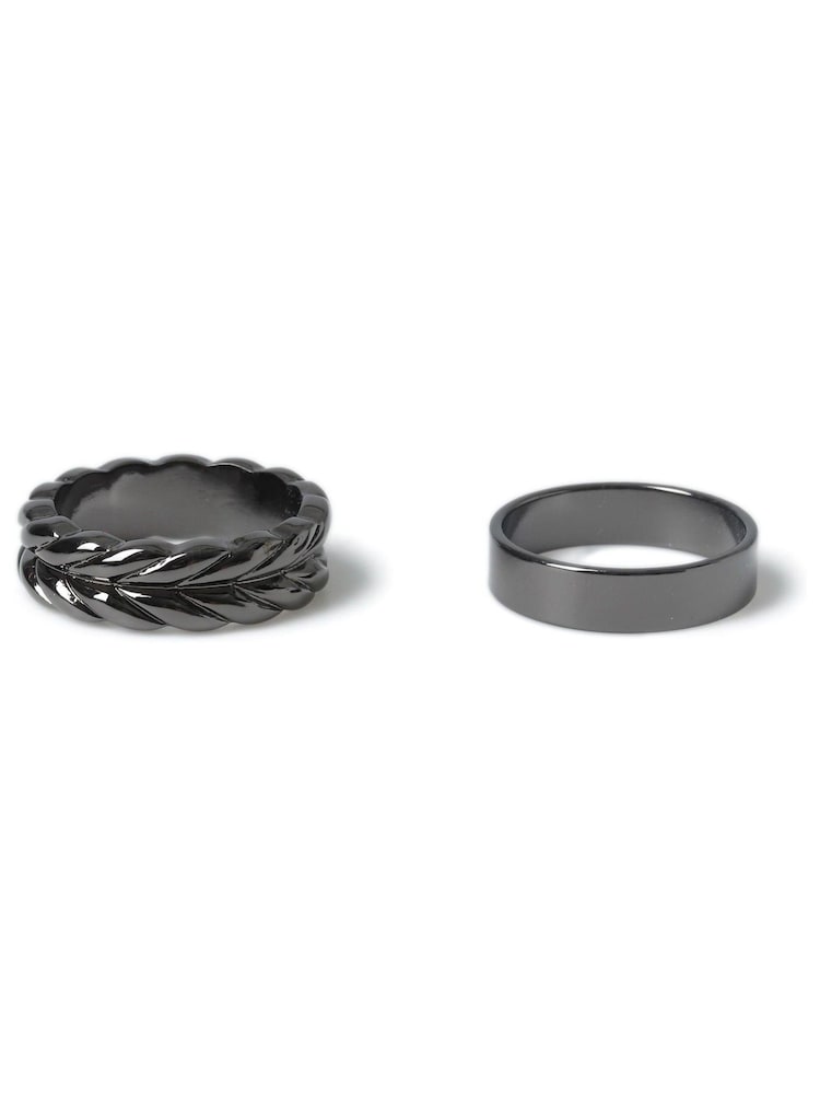 DCK Mens Metallic Feather Rings 2 Pack - Image 1 of 2
