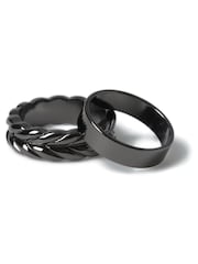DCK Mens Metallic Feather Rings 2 Pack - Image 2 of 2
