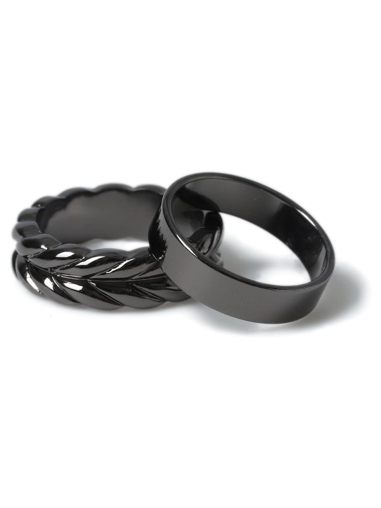DCK Mens Metallic Feather Rings 2 Pack - Image 2 of 2