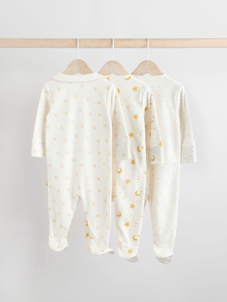 Weiß - Eid/Ramadan Kareem – Baby-Schlafanzüge mit Kragen im 3er-Pack (0M.–2J.) - Bild 2 von 12