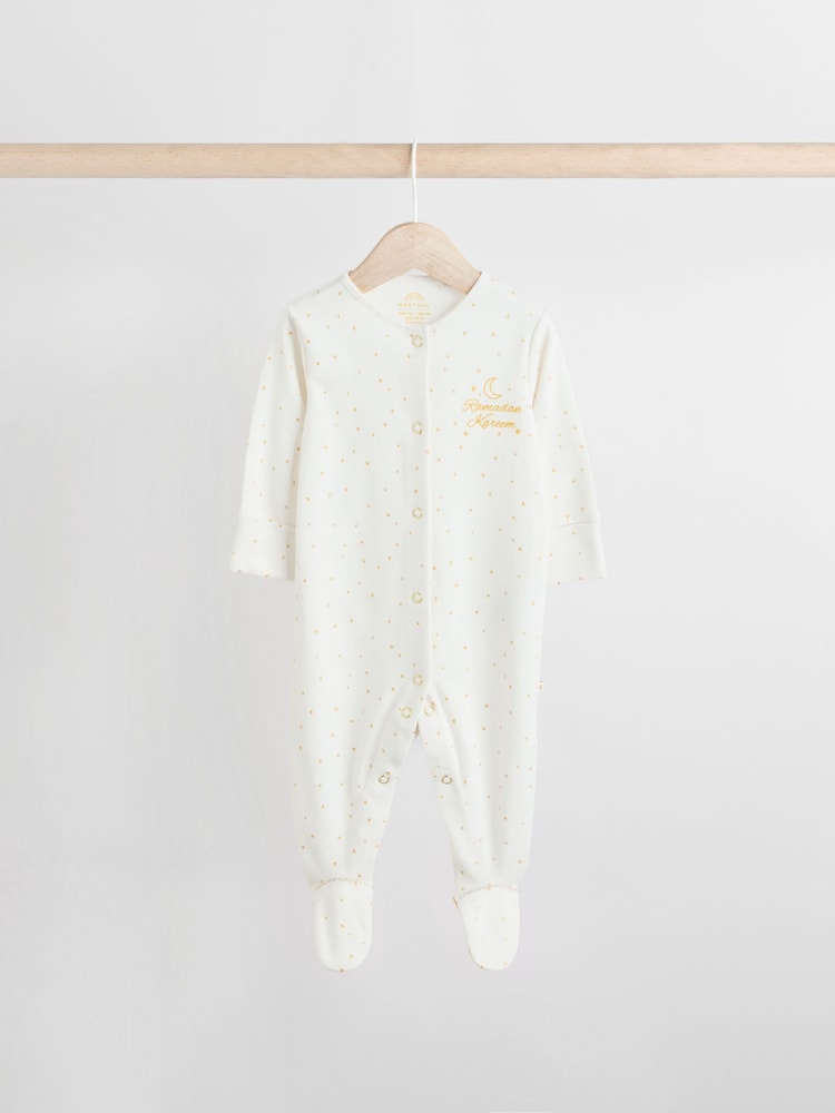 Blanc - Eid/Ramadan Kareem Bébé Combinaisons de nuit avec col 3 Pack (0mths-2yrs) - Image 6 of 12