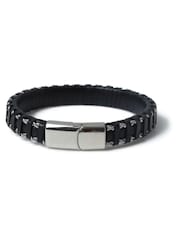 DCK Mens Genuine Leather And Chain Black Bracelet - Image 1 of 2