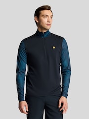 Lyle & Scott Navy Golf Printed 1/4 Zip Midlayer Jumper - Image 1 of 5
