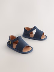 Navy Leather Touch Fastening Baby Sandals (0-24mths) - Image 1 of 5