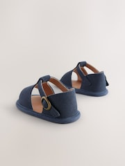 Navy Leather Touch Fastening Baby Sandals (0-24mths) - Image 2 of 5