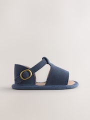 Navy Leather Touch Fastening Baby Sandals (0-24mths) - Image 3 of 5
