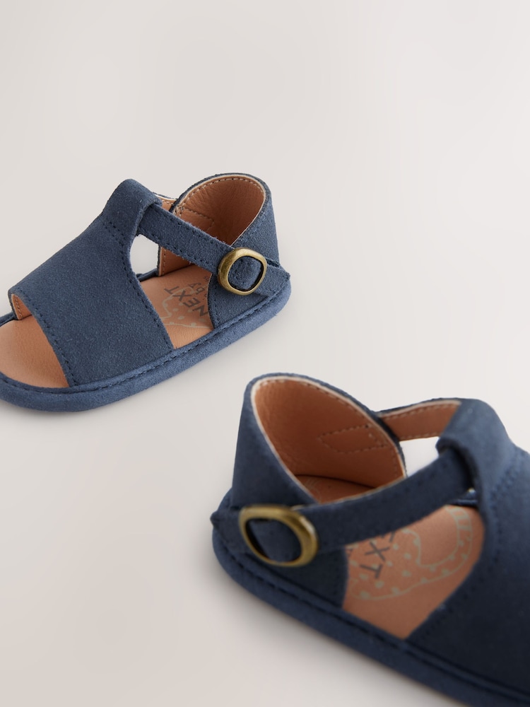 Navy Leather Touch Fastening Baby Sandals (0-24mths) - Image 5 of 5