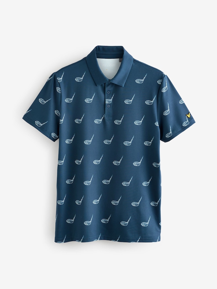 Lyle & Scott Blue Golf Printed Polo Shirt - Image 1 of 1