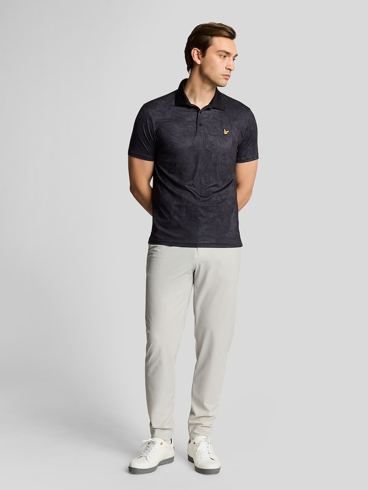 Lyle & Scott Black Golf Printed Polo Shirt - Image 2 of 4