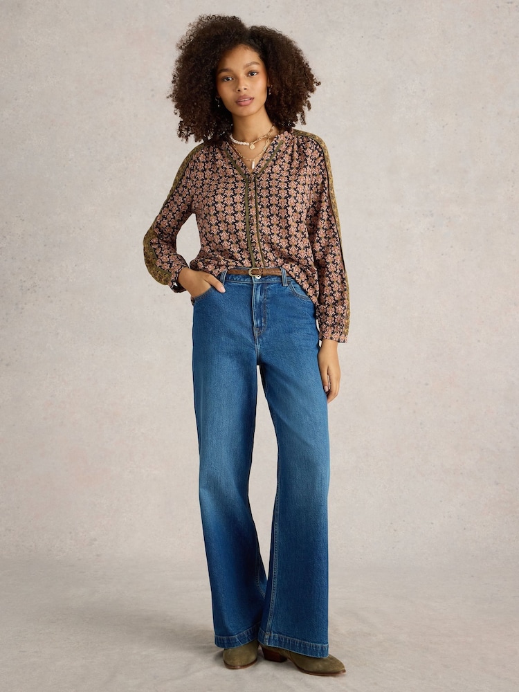 White Stuff Blue Ayla Wide Leg Jeans - Image 1 of 7