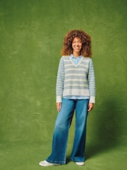 White Stuff Blue Ayla Wide Leg Jeans - Image 2 of 7
