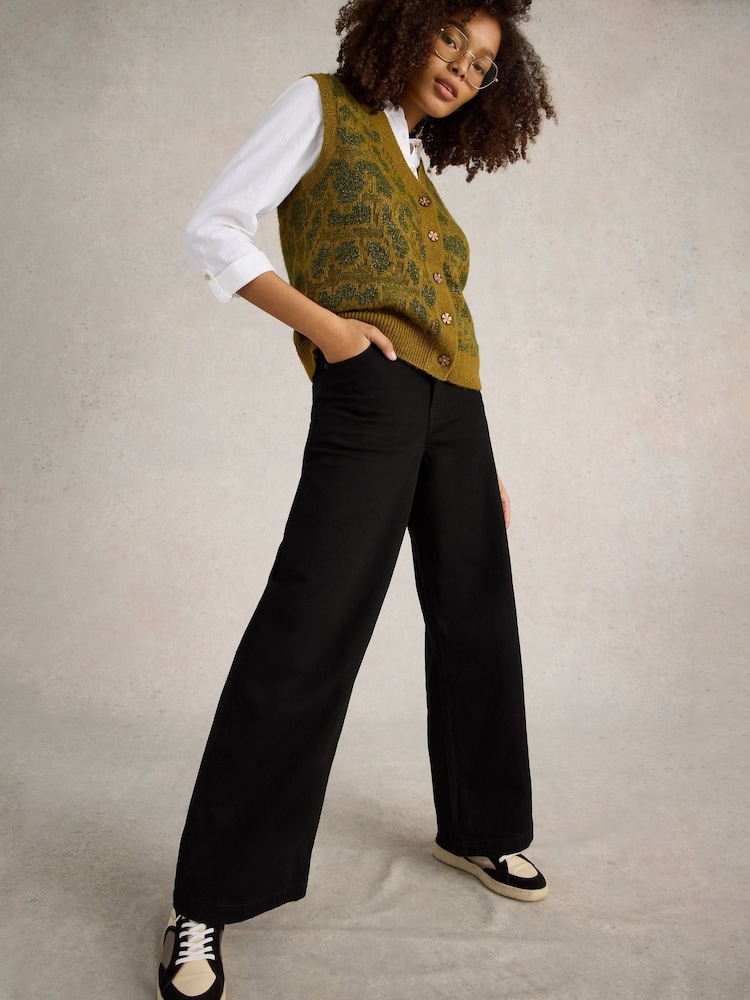 White Stuff Black Ayla Wide Leg Jeans - Image 3 of 6