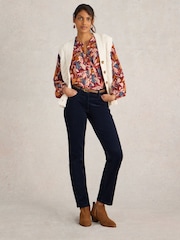 White Stuff Blue Brooke Straight Corduroy Trousers - Image 3 of 6