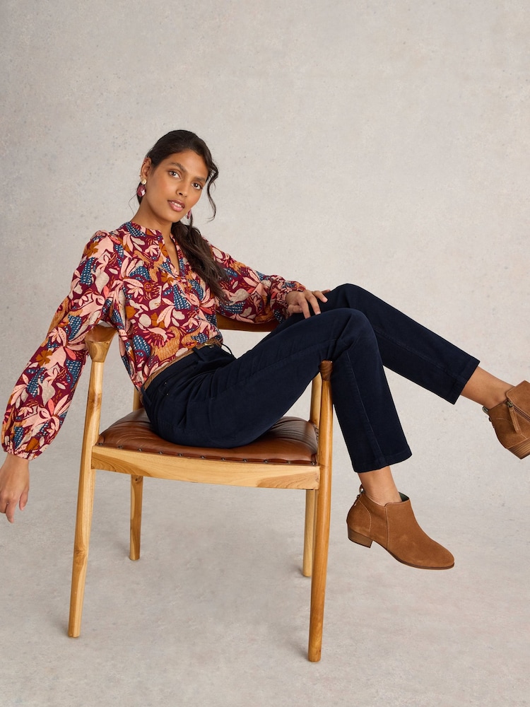 White Stuff Blue Brooke Straight Corduroy Trousers - Image 4 of 6
