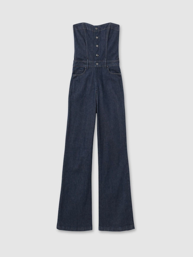 Paige Stretch Cotton Denim Bustier Jumpsuit - Image 2 of 5