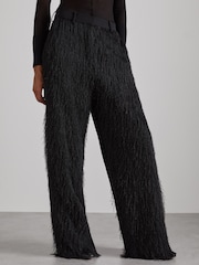 Reiss Black Danni Atelier Fringed Crepe Trousers - Image 4 of 7