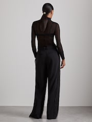 Reiss Black Danni Atelier Fringed Crepe Trousers - Image 6 of 7