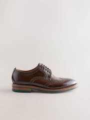 Ruskea - Nahkainen kontrastipohja Chunky Brogue-kengät Kengät - Kuva 2 / 5