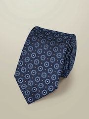 Charles Tyrwhitt Navy Blue Stone Medallion Silk Tie - Image 2 of 3