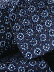 Charles Tyrwhitt Navy Blue Stone Medallion Silk Tie - Image 3 of 3