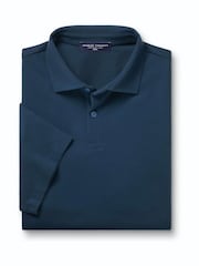 Charles Tyrwhitt Blue Short Sleeve Cotton Stretch Smart Pique Polo Shirt - Image 3 of 5