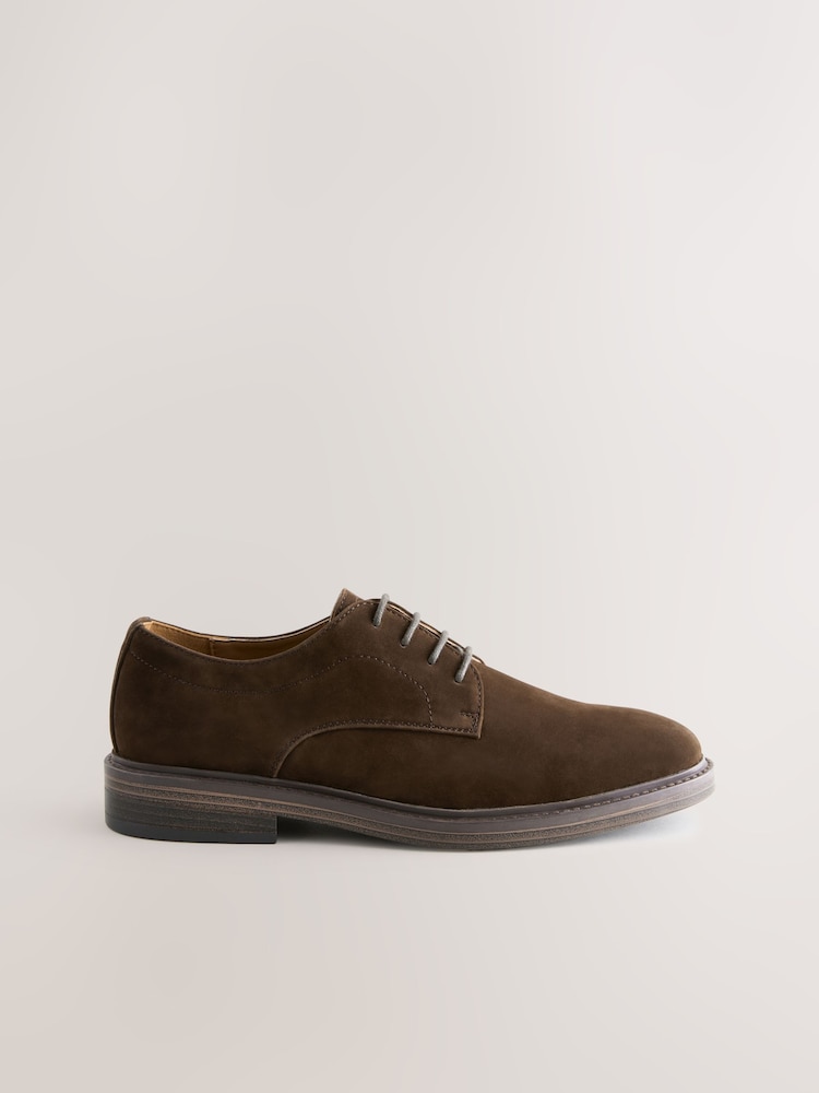 Brown Suedette Derby Shoes - Image 2 of 5 Brown Suedette Derby Shoes - Image 2 of 5