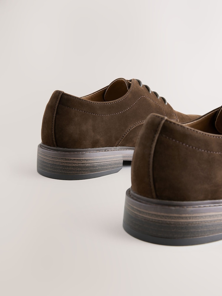Brown Suedette Derby Shoes - Image 3 of 5
