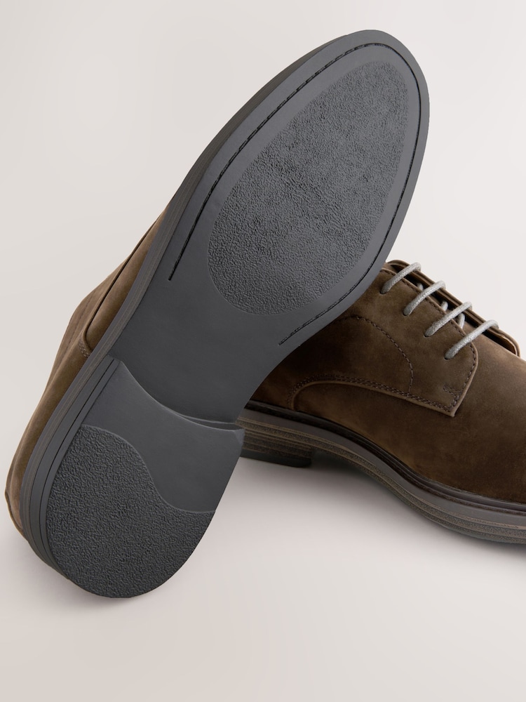 Brown Suedette Derby Shoes - Image 4 of 5