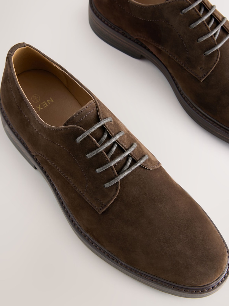 Brown Suedette Derby Shoes - Image 5 of 5 Brown Suedette Derby Shoes - Image 5 of 5