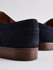 Navy Blue Suede Contrast Sole Derby Shoes - Image 6 of 6