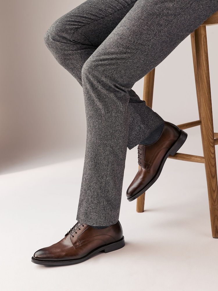 Brown Leather Derby Shoes - Image 2 of 6