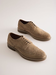 Stone Suede Brogue Shoes - Image 1 of 7