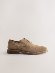 Stone Suede Brogue Shoes - Image 2 of 7