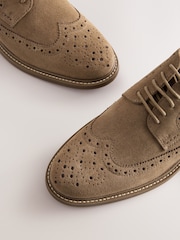 Stone Suede Brogue Shoes - Image 3 of 7