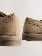 Stone Suede Brogue Shoes - Image 4 of 7