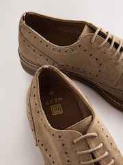 Stone Suede Brogue Shoes - Image 5 of 7