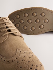 Stone Suede Brogue Shoes - Image 6 of 7