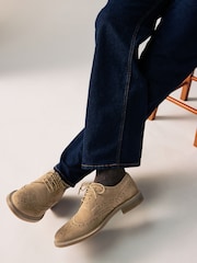 Stone Suede Brogue Shoes - Image 7 of 7