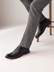 Brown Leather Wing Cap Brogue Shoes - Image 1 of 6