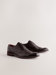 Brown Leather Wing Cap Brogue Shoes - Image 2 of 6