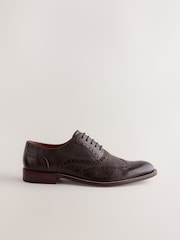 Brown Leather Wing Cap Brogue Shoes - Image 3 of 6